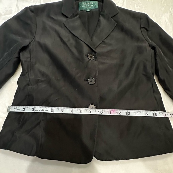 Lauren Ralph Lauren 100% Silk  Black Formal Blazer Tailored Design size 2 Petite - Picture 7 of 15